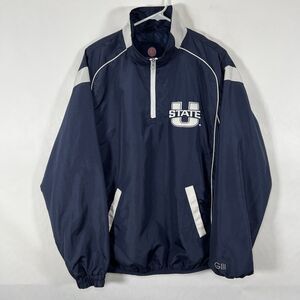 VTG Utah State Aggies GIII Sports Carl Banks 1/4 Zip Windbreaker Jacket Medium